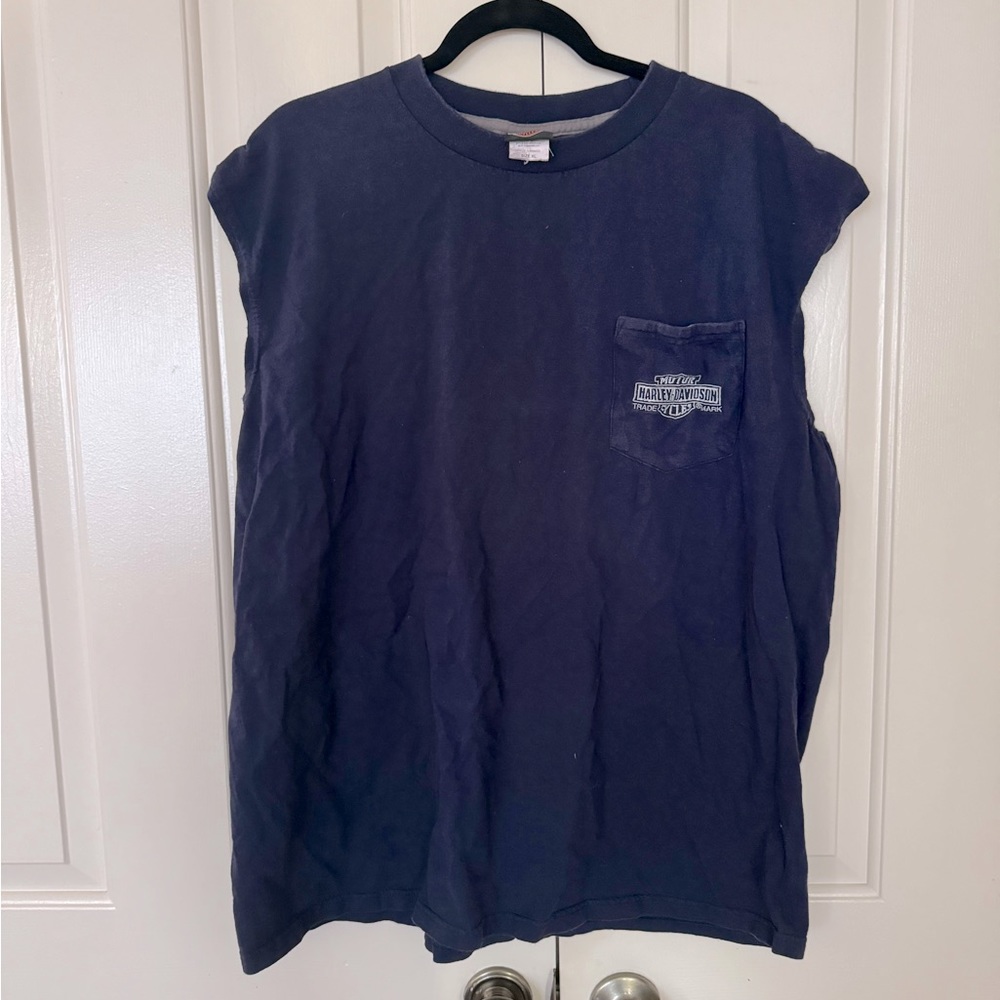 Embroidered Harley Davidson Cutoff